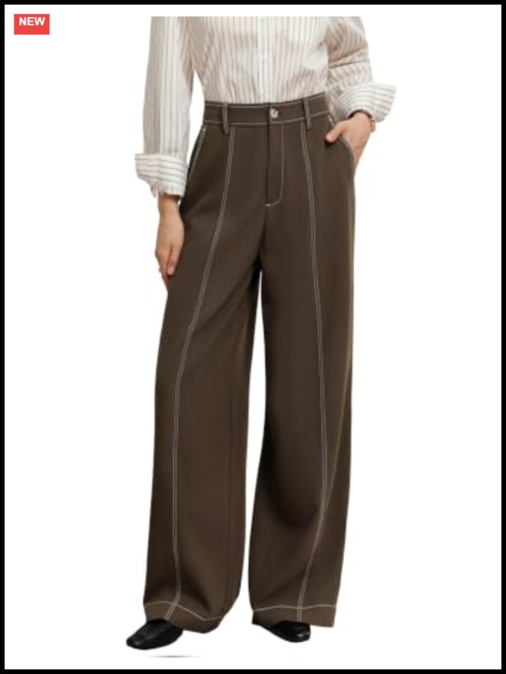 Wide Leg High Waist Trouser Pants for Women Dress Pants with Pockets